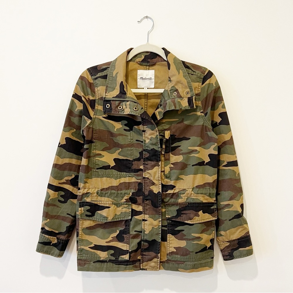Madewell Dispatch Camo Jacket Faded Birch Green Snap Button Military Coat S - Picture 2 of 10
